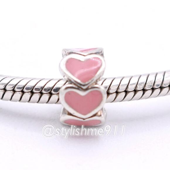 ZABLE Sterling Silver Pink Hearts Bead Charm - Picture 3 of 10